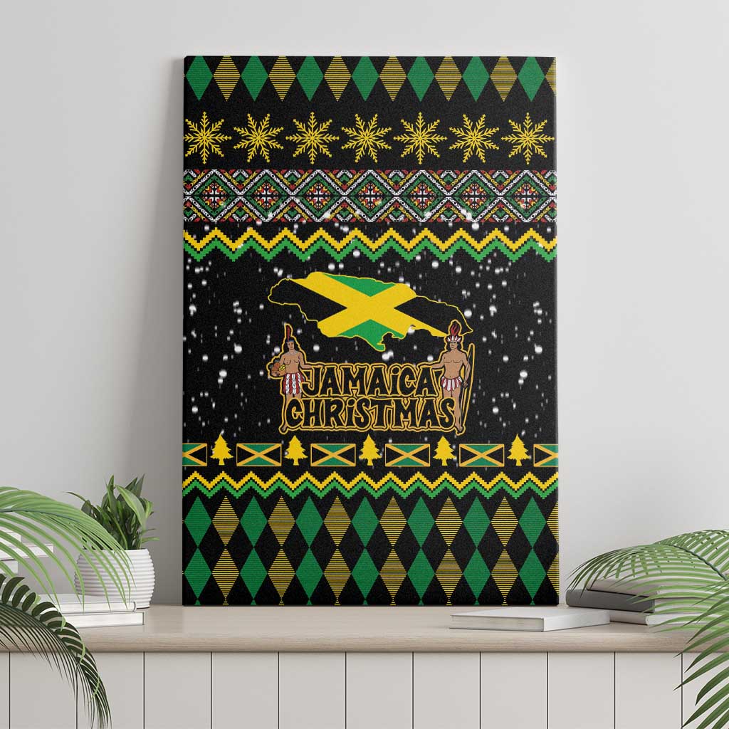 Jamaican Christmas Canvas Wall Art - Rastafarian Lion with Xmas Elements Reggae Style - Wonder Print Shop