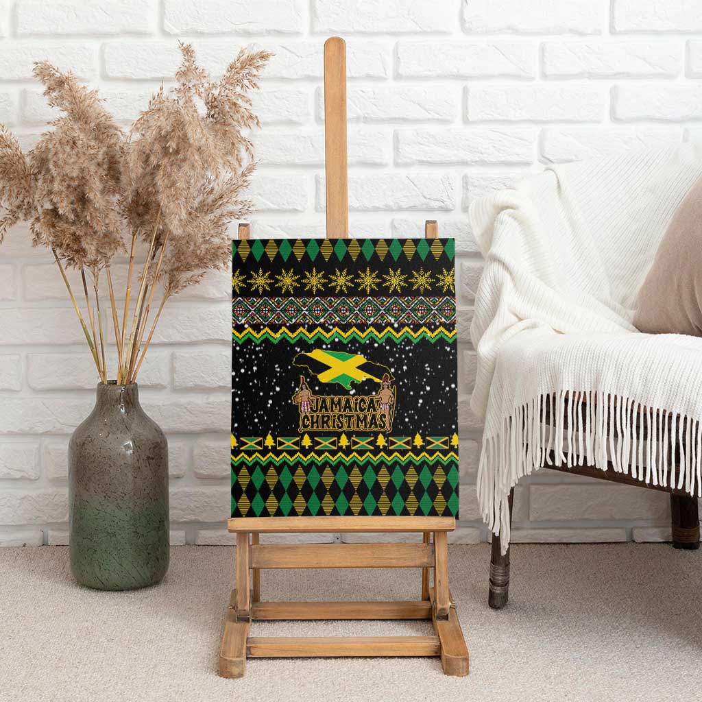 Jamaican Christmas Canvas Wall Art - Rastafarian Lion with Xmas Elements Reggae Style - Wonder Print Shop