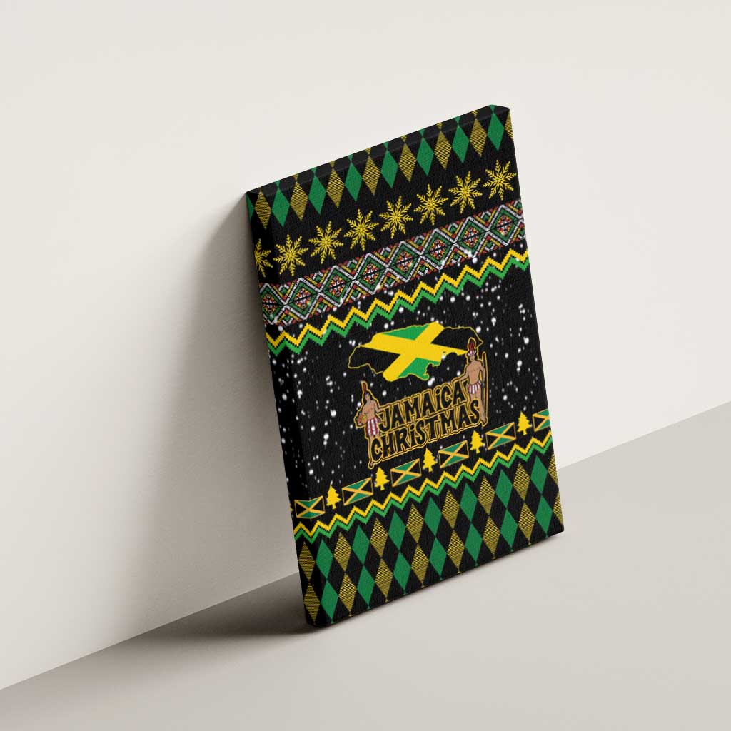 Jamaican Christmas Canvas Wall Art - Rastafarian Lion with Xmas Elements Reggae Style - Wonder Print Shop