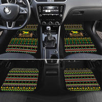 Jamaican Christmas Car Mats - Rastafarian Lion with Xmas Elements Reggae Style - Wonder Print Shop