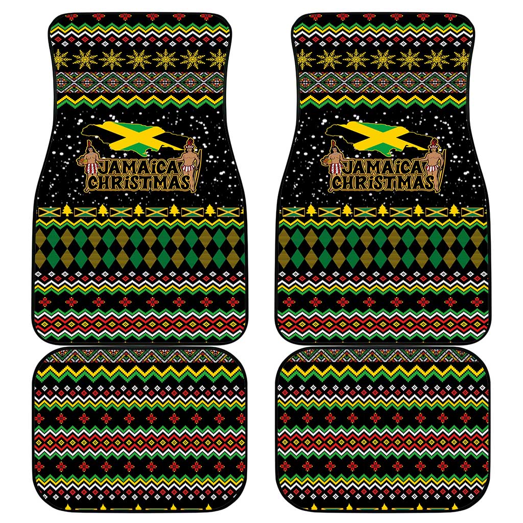 Jamaican Christmas Car Mats - Rastafarian Lion with Xmas Elements Reggae Style - Wonder Print Shop