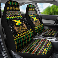 Jamaican Christmas Car Seat Cover - Rastafarian Lion with Xmas Elements Reggae Style - Wonder Print Shop