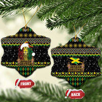 Jamaican Christmas Ceramic Ornament - Rastafarian Lion with Xmas Elements Reggae Style - Wonder Print Shop