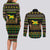 Jamaican Christmas Couples Matching Long Sleeve Bodycon Dress and Long Sleeve Button Shirt - Rastafarian Lion with Xmas Elements Reggae Style - Wonder Print Shop