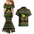 Jamaican Christmas Couples Matching Mermaid Dress and Hawaiian Shirt - Rastafarian Lion with Xmas Elements Reggae Style - Wonder Print Shop
