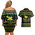 Jamaican Christmas Couples Matching Off Shoulder Short Dress and Hawaiian Shirt - Rastafarian Lion with Xmas Elements Reggae Style - Wonder Print Shop