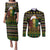 Jamaican Christmas Couples Matching Puletasi and Long Sleeve Button Shirt - Rastafarian Lion with Xmas Elements Reggae Style - Wonder Print Shop