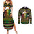 Jamaican Christmas Couples Matching Summer Maxi Dress and Long Sleeve Button Shirt - Rastafarian Lion with Xmas Elements Reggae Style - Wonder Print Shop