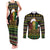 Jamaican Christmas Couples Matching Tank Maxi Dress and Long Sleeve Button Shirt - Rastafarian Lion with Xmas Elements Reggae Style - Wonder Print Shop