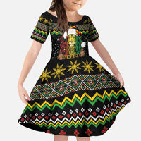 Jamaican Christmas Family Matching Long Sleeve Bodycon Dress and Hawaiian Shirt - Rastafarian Lion with Xmas Elements Reggae Style - Wonder Print Shop