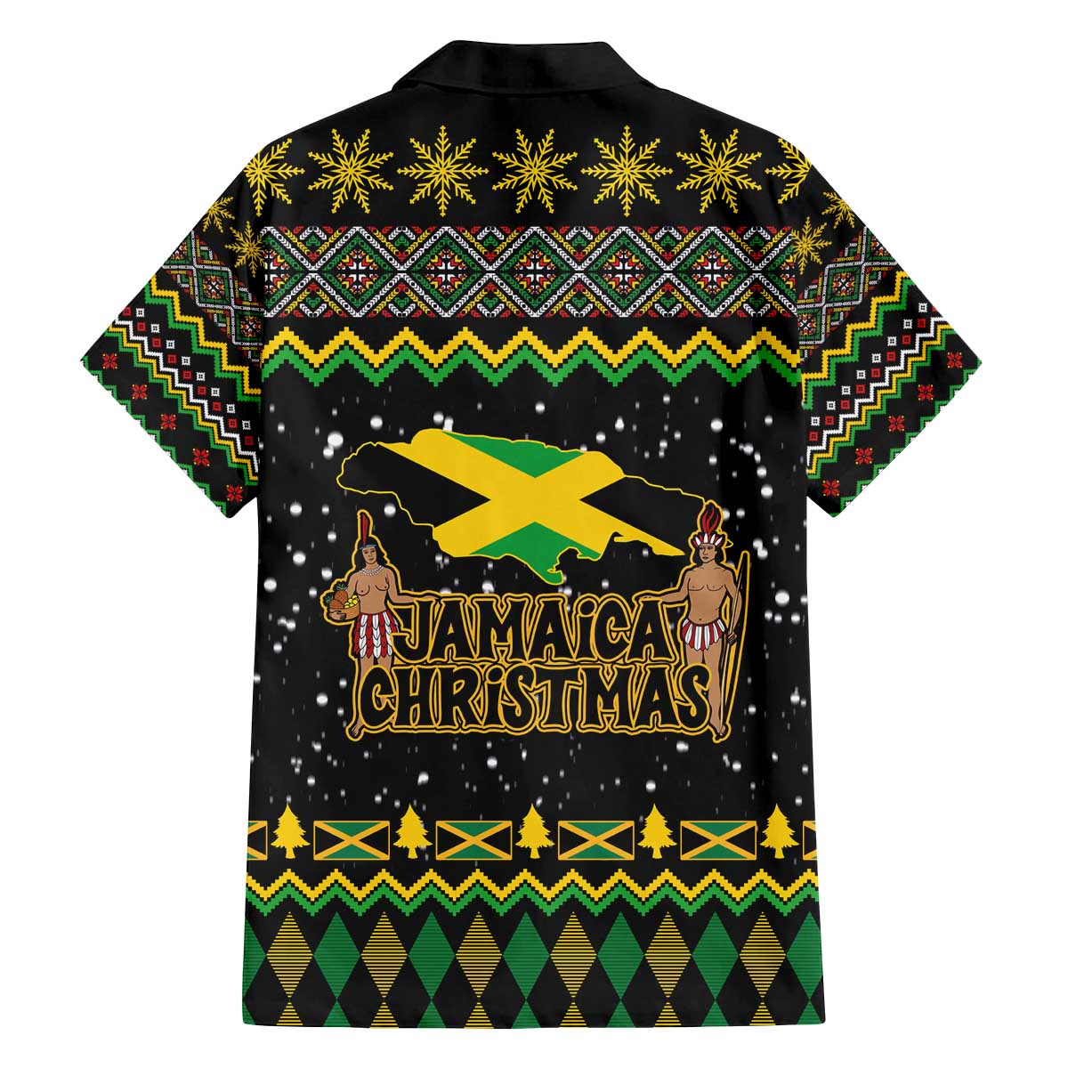 Jamaican Christmas Family Matching Off The Shoulder Long Sleeve Dress and Hawaiian Shirt - Rastafarian Lion with Xmas Elements Reggae Style - Wonder Print Shop