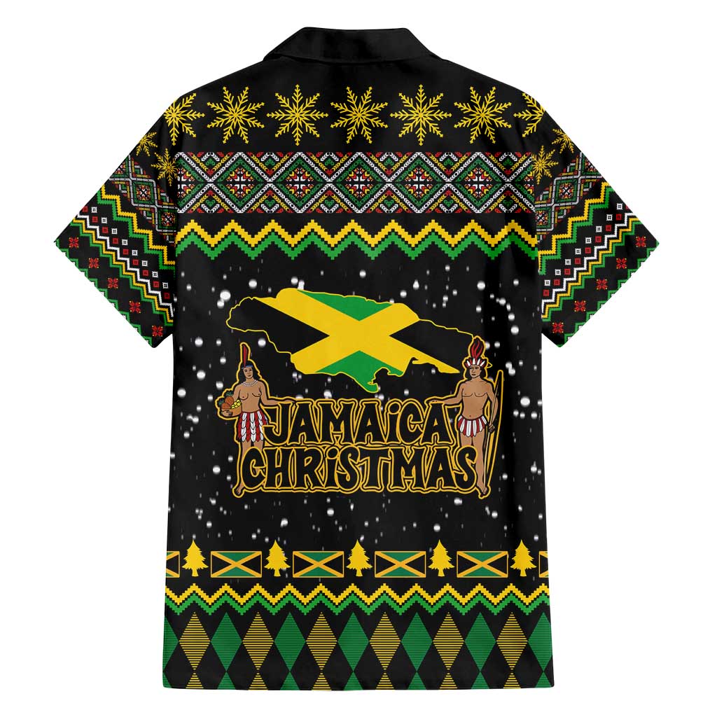 Jamaican Christmas Family Matching Off Shoulder Maxi Dress and Hawaiian Shirt - Rastafarian Lion with Xmas Elements Reggae Style - Wonder Print Shop