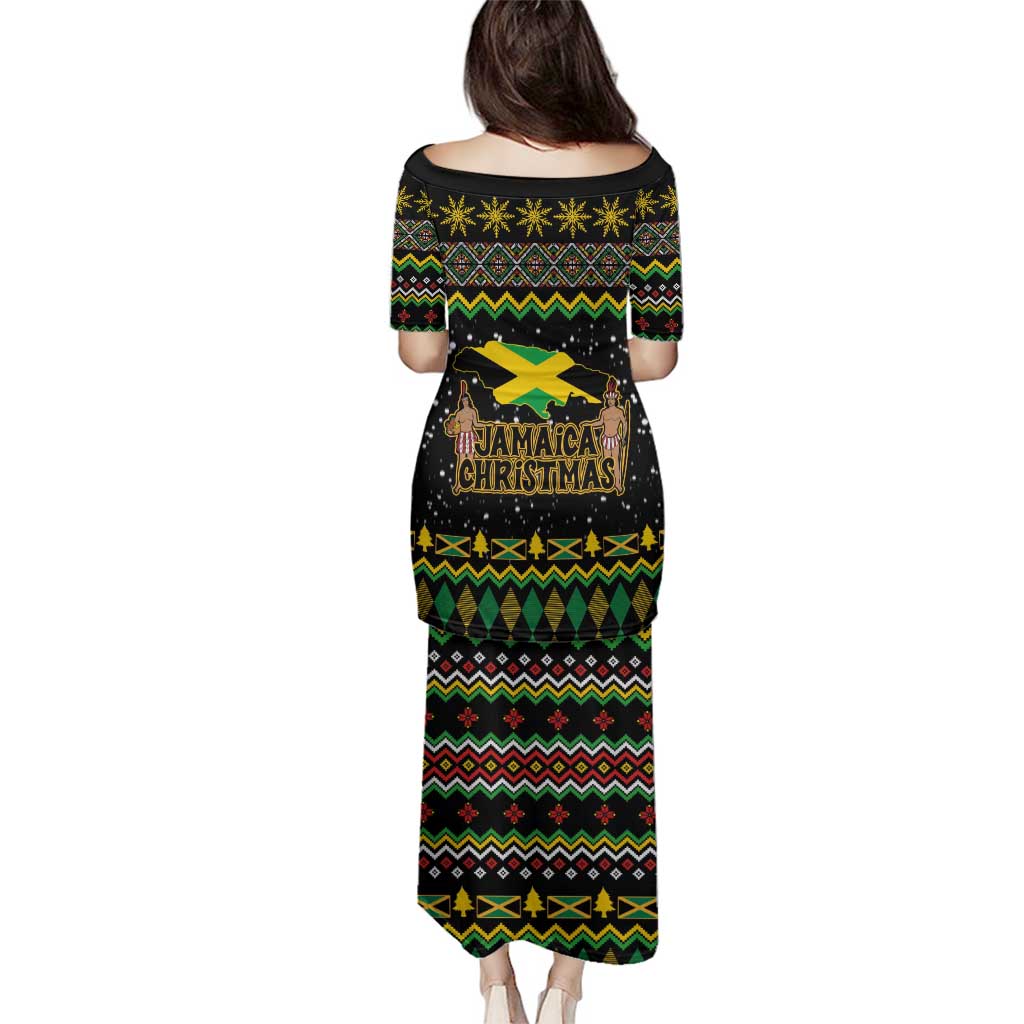 Jamaican Christmas Family Matching Puletasi and Hawaiian Shirt - Rastafarian Lion with Xmas Elements Reggae Style - Wonder Print Shop