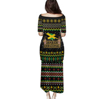 Jamaican Christmas Family Matching Puletasi and Hawaiian Shirt - Rastafarian Lion with Xmas Elements Reggae Style - Wonder Print Shop