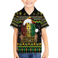 Jamaican Christmas Family Matching Summer Maxi Dress and Hawaiian Shirt - Rastafarian Lion with Xmas Elements Reggae Style - Wonder Print Shop
