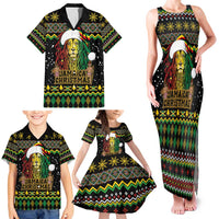 Jamaican Christmas Family Matching Tank Maxi Dress and Hawaiian Shirt - Rastafarian Lion with Xmas Elements Reggae Style - Wonder Print Shop