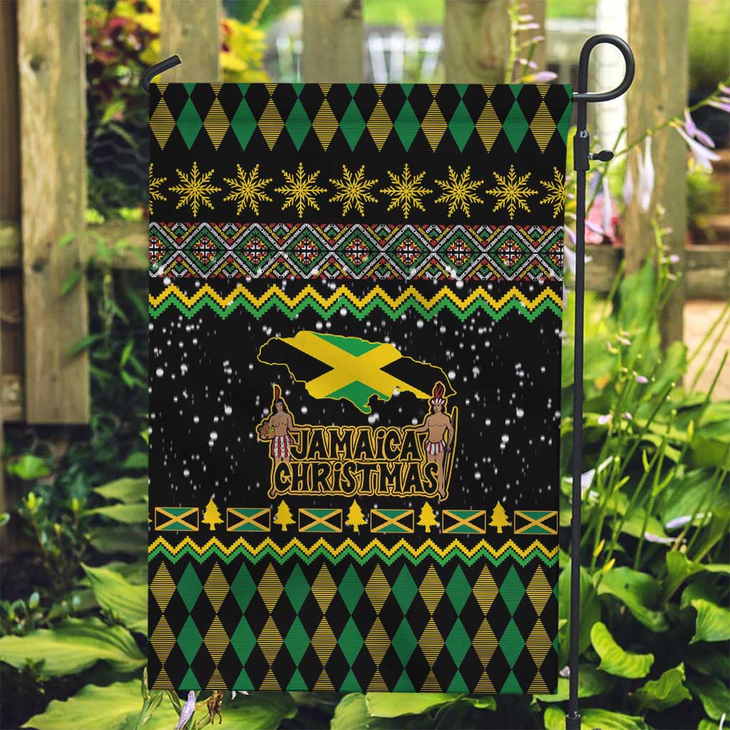 Jamaican Christmas Garden Flag - Rastafarian Lion with Xmas Elements Reggae Style - Wonder Print Shop
