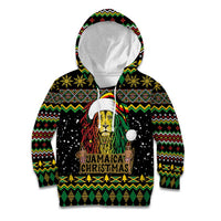 Jamaican Christmas Kid Hoodie - Rastafarian Lion with Xmas Elements Reggae Style - Wonder Print Shop