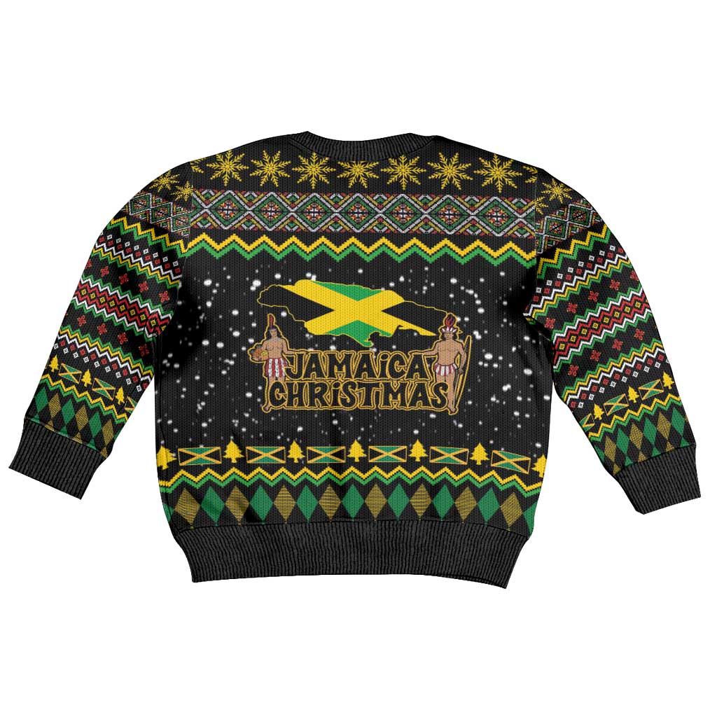 Jamaican Christmas Kid Ugly Christmas Sweater - Rastafarian Lion with Xmas Elements Reggae Style - Wonder Print Shop