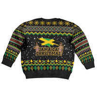 Jamaican Christmas Kid Ugly Christmas Sweater - Rastafarian Lion with Xmas Elements Reggae Style - Wonder Print Shop