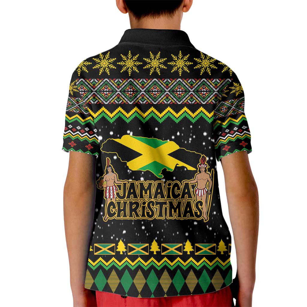 Jamaican Christmas Kid Polo Shirt - Rastafarian Lion with Xmas Elements Reggae Style - Wonder Print Shop