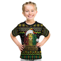 Jamaican Christmas Kid T Shirt - Rastafarian Lion with Xmas Elements Reggae Style - Wonder Print Shop