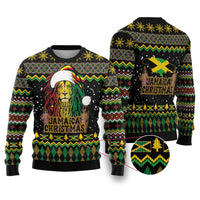 Jamaican Christmas Ugly Christmas Sweater - Rastafarian Lion with Xmas Elements Reggae Style - Wonder Print Shop