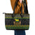 Jamaican Christmas Leather Tote Bag - Rastafarian Lion with Xmas Elements Reggae Style - Wonder Print Shop