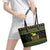 Jamaican Christmas Leather Tote Bag - Rastafarian Lion with Xmas Elements Reggae Style - Wonder Print Shop