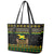 Jamaican Christmas Leather Tote Bag - Rastafarian Lion with Xmas Elements Reggae Style - Wonder Print Shop