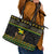 Jamaican Christmas Leather Tote Bag - Rastafarian Lion with Xmas Elements Reggae Style - Wonder Print Shop