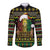 Jamaican Christmas Long Sleeve Button Shirt - Rastafarian Lion with Xmas Elements Reggae Style - Wonder Print Shop