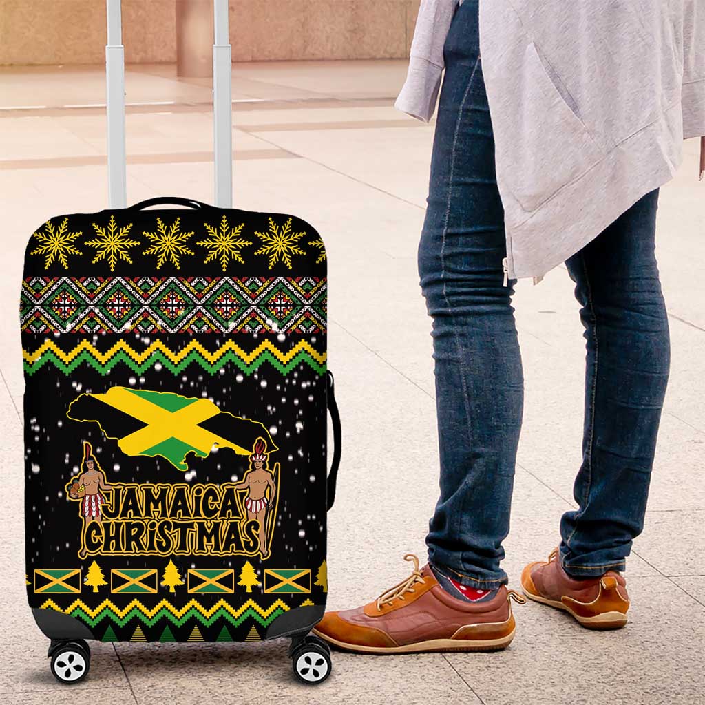 Jamaican Christmas Luggage Cover - Rastafarian Lion with Xmas Elements Reggae Style - Wonder Print Shop