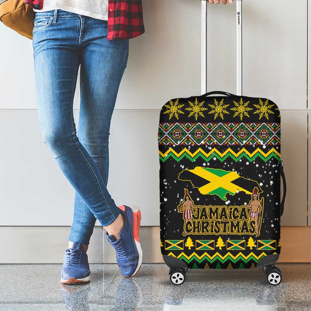Jamaican Christmas Luggage Cover - Rastafarian Lion with Xmas Elements Reggae Style - Wonder Print Shop