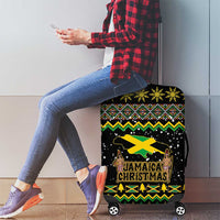 Jamaican Christmas Luggage Cover - Rastafarian Lion with Xmas Elements Reggae Style - Wonder Print Shop
