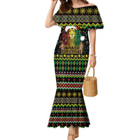 Jamaican Christmas Mermaid Dress - Rastafarian Lion with Xmas Elements Reggae Style - Wonder Print Shop