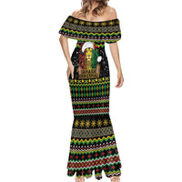 Jamaican Christmas Mermaid Dress - Rastafarian Lion with Xmas Elements Reggae Style - Wonder Print Shop