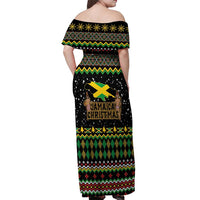 Jamaican Christmas Off Shoulder Maxi Dress - Rastafarian Lion with Xmas Elements Reggae Style - Wonder Print Shop