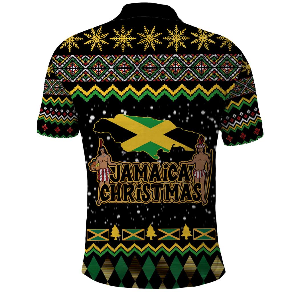 Jamaican Christmas Polo Shirt - Rastafarian Lion with Xmas Elements Reggae Style - Wonder Print Shop