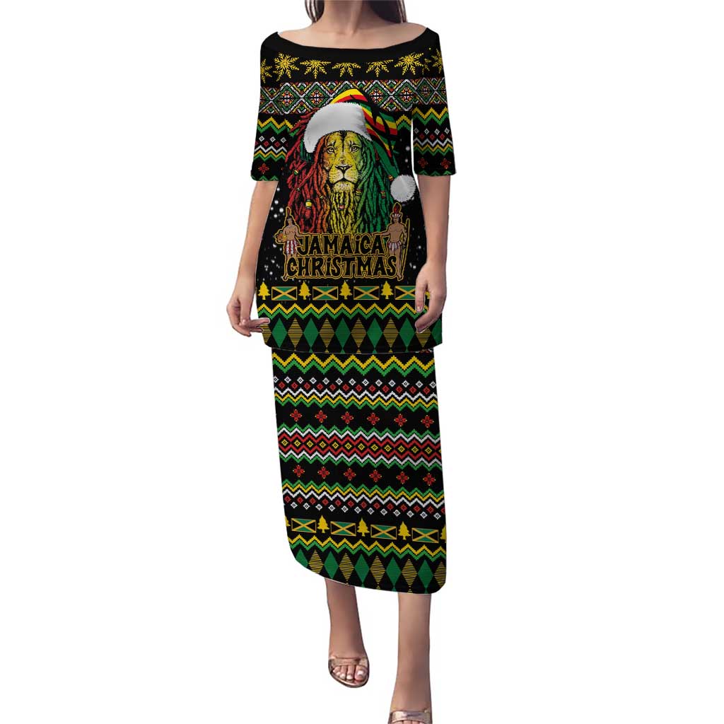 Jamaican Christmas Puletasi - Rastafarian Lion with Xmas Elements Reggae Style - Wonder Print Shop