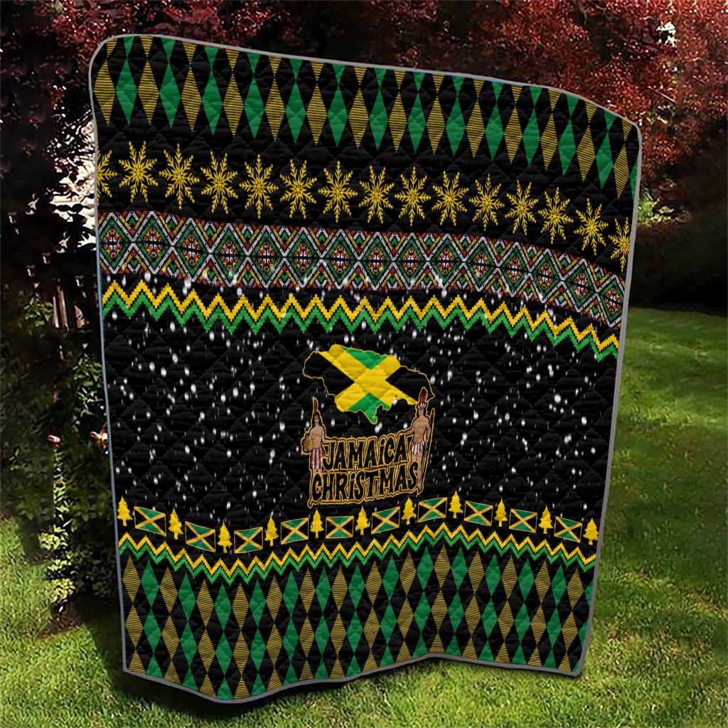 Jamaican Christmas Quilt - Rastafarian Lion with Xmas Elements Reggae Style - Wonder Print Shop