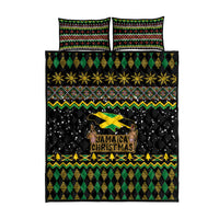 Jamaican Christmas Quilt Bed Set - Rastafarian Lion with Xmas Elements Reggae Style - Wonder Print Shop