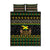 Jamaican Christmas Quilt Bed Set - Rastafarian Lion with Xmas Elements Reggae Style - Wonder Print Shop