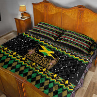 Jamaican Christmas Quilt Bed Set - Rastafarian Lion with Xmas Elements Reggae Style - Wonder Print Shop