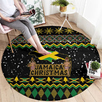 Jamaican Christmas Round Carpet - Rastafarian Lion with Xmas Elements Reggae Style