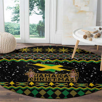 Jamaican Christmas Round Carpet - Rastafarian Lion with Xmas Elements Reggae Style
