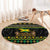 Jamaican Christmas Round Carpet - Rastafarian Lion with Xmas Elements Reggae Style