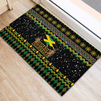 Jamaican Christmas Rubber Doormat - Rastafarian Lion with Xmas Elements Reggae Style - Wonder Print Shop