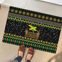 Jamaican Christmas Rubber Doormat - Rastafarian Lion with Xmas Elements Reggae Style - Wonder Print Shop