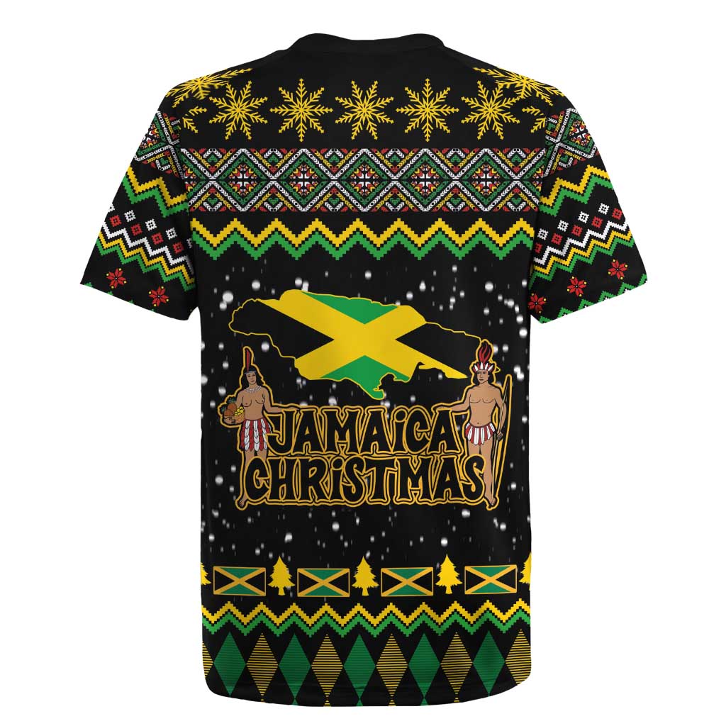 Jamaican Christmas Rugby Jersey - Rastafarian Lion with Xmas Elements Reggae Style - Wonder Print Shop